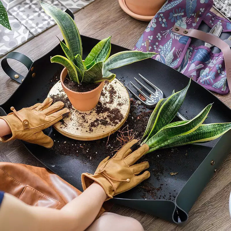 indoor plant potting mat Snap-Corner Leather Potting Mat for Mess-Free Indoor Gardening – Planty  Lau's