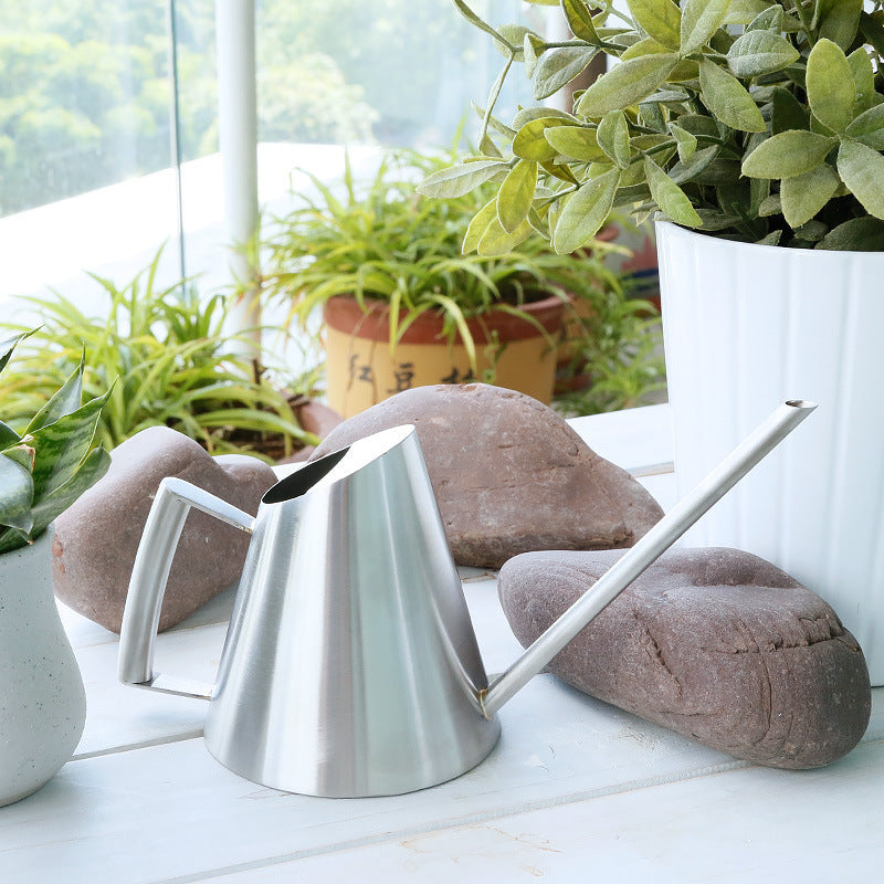 Long Mouth Stainless Steel Watering Can - Gentle Pour for Houseplants